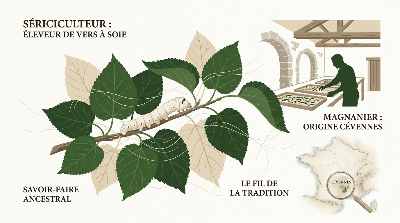 Élevage traditionnel de vers à soie dans une magnanerie